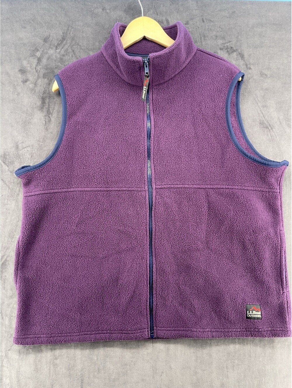 VTG L.L.Bean Outdoors Fleece Vest Men’s XL Purple Full Zip Made in USA